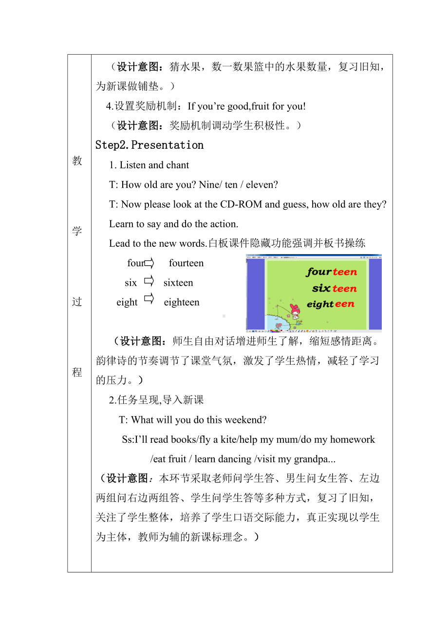 Module 4-Unit 1 We’ll pick fruit.-教案、教学设计-公开课-(配套课件编号：40052)-外研版（一起）三年级下册.doc_第2页