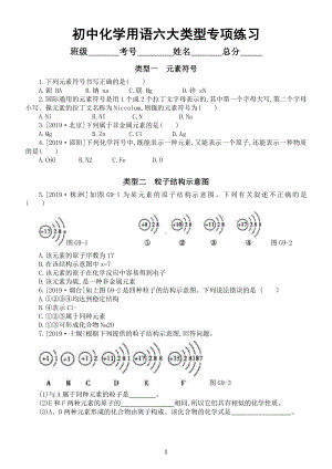 初中化学中考复习化学用语六大类型专项练习（附参考答案和解析）.docx