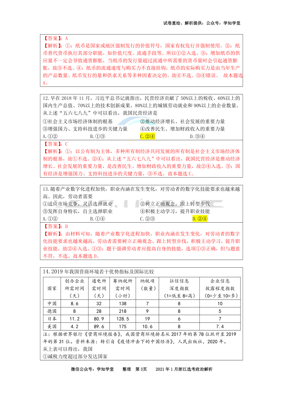 （解析）2021年01月浙江选考政治真题解析.pdf_第3页