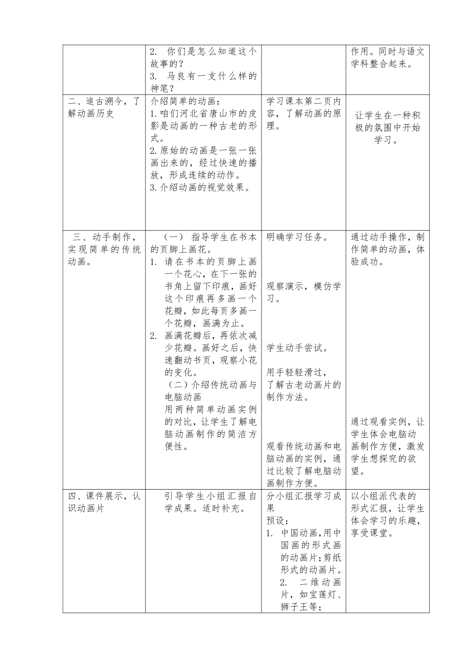 冀教版五年级全册信息技术 1.奇妙的动画 教案.doc_第2页