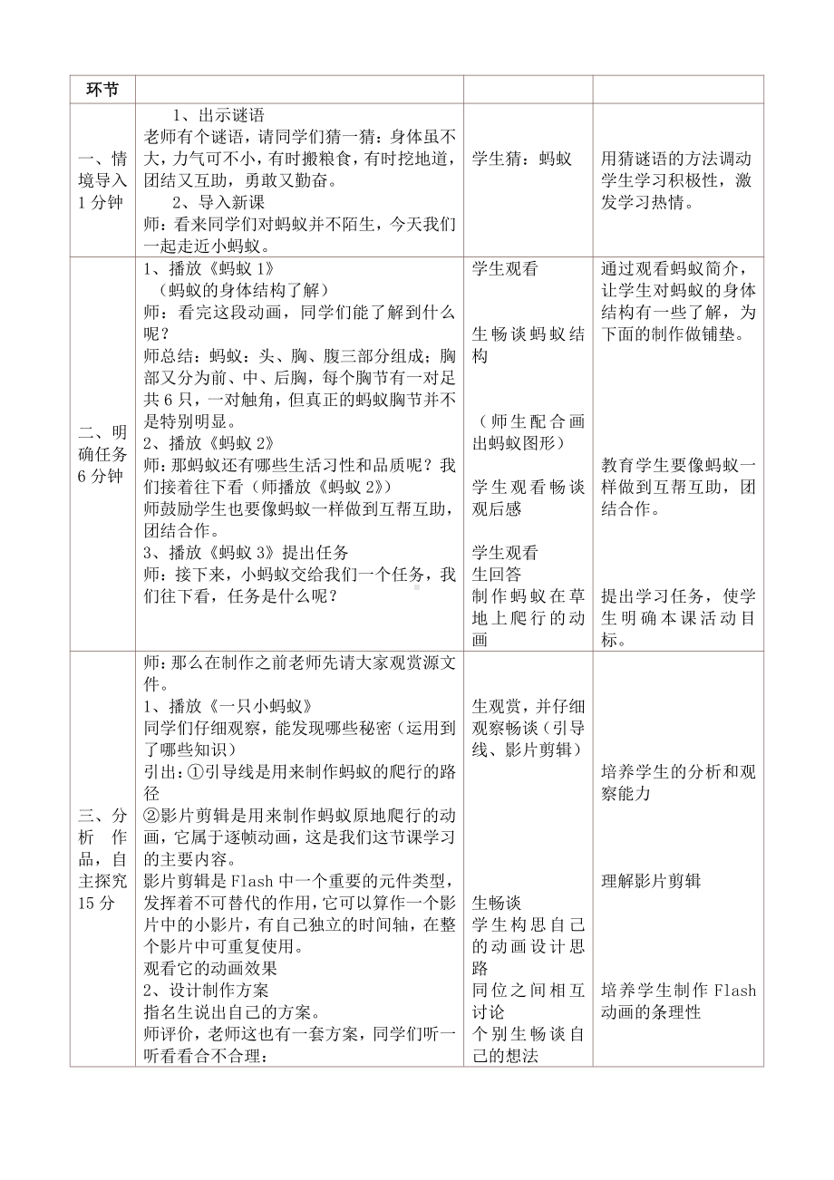 冀教版五年级全册信息技术 15. 小蚂蚁 教案.doc_第2页