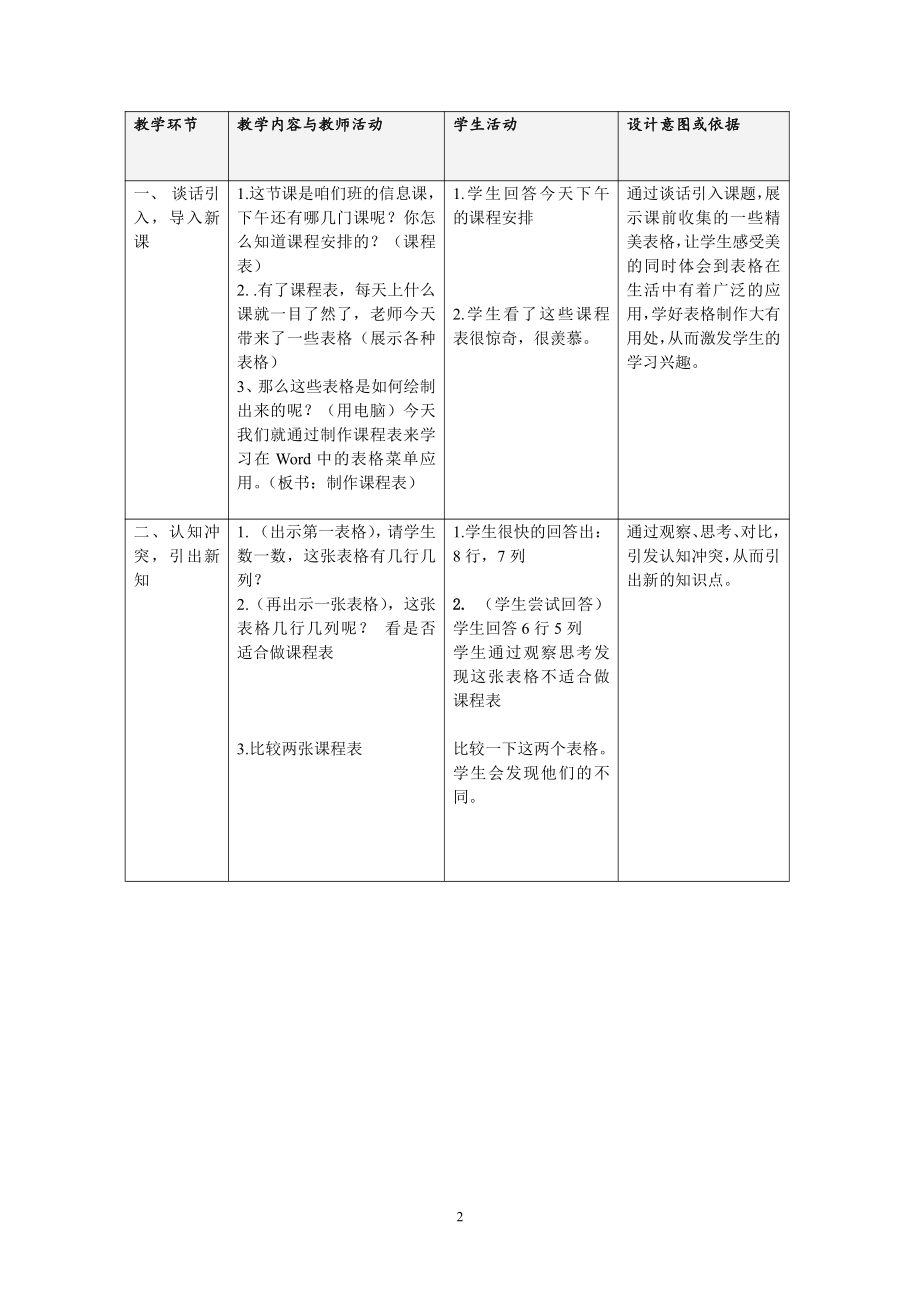 冀教版四年级全册信息技术 制作课程表.doc_第2页