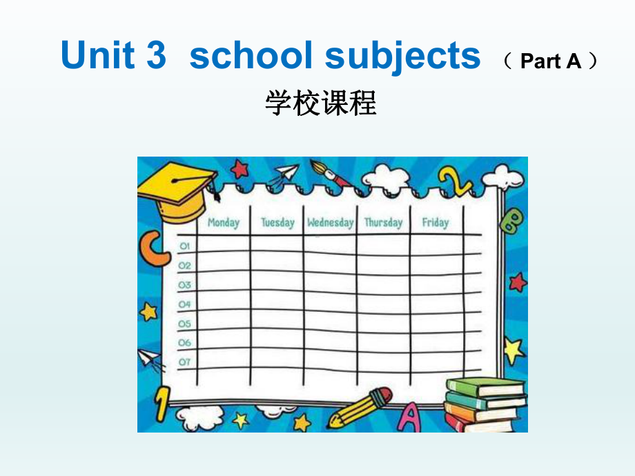 译林版四年级下册英语课件-Unit 3 School Subjects PartA 闽教版.ppt_第1页