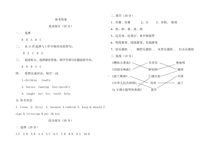 译林版六下英语第二学期六年级英语学业检测试卷及答案.doc_第3页