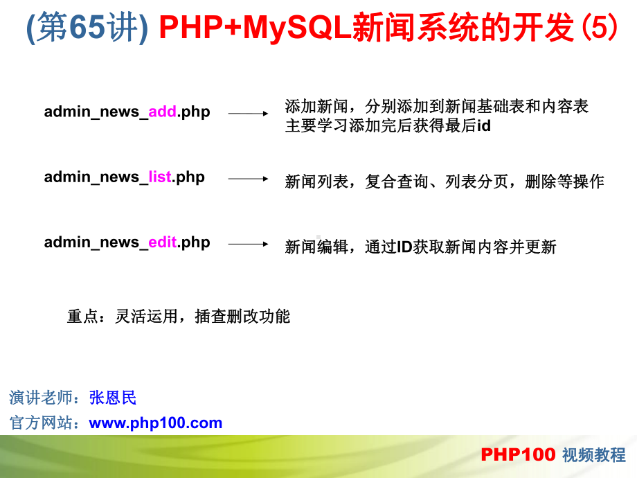 第65讲 PHP+MySQL新闻系统的开发(5).ppt_第2页