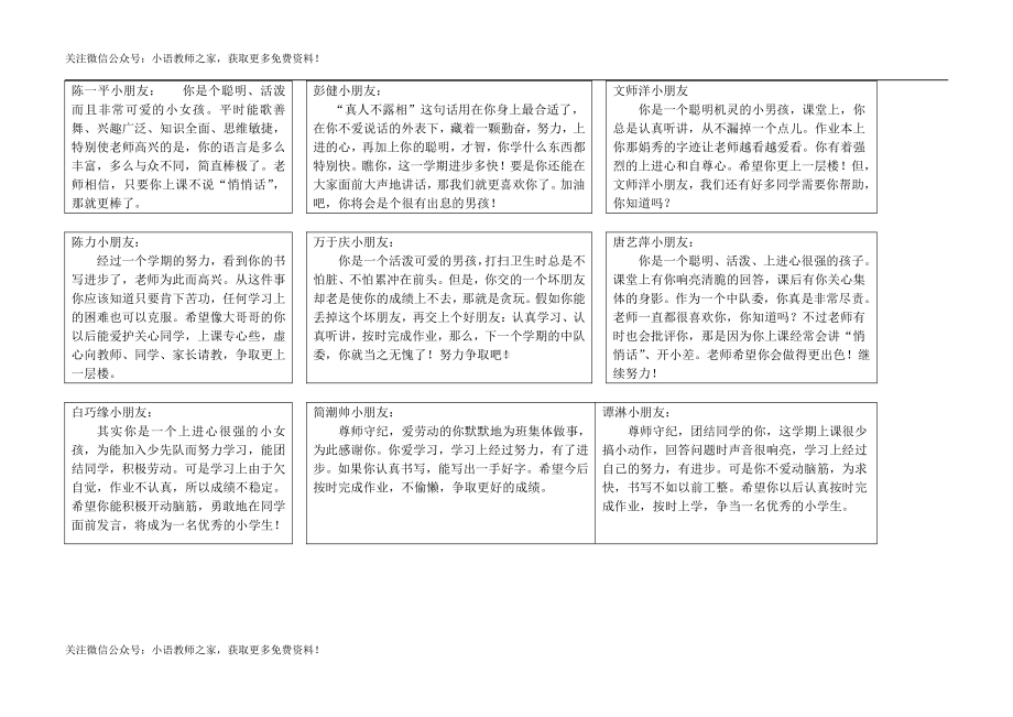 报告书评语之最新小学生期末评语.doc_第1页