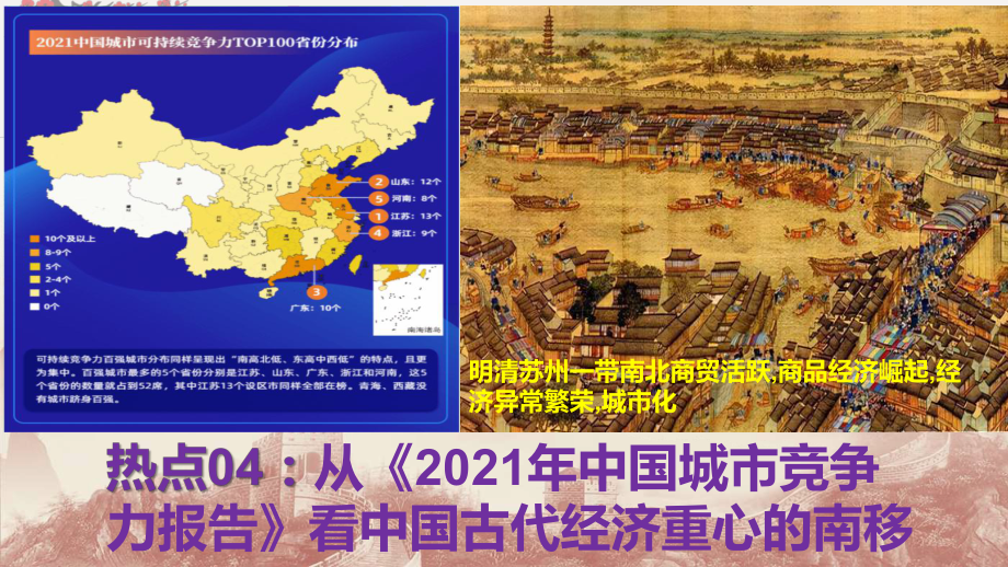 2022年高考历史时政热点课件04 从《2021年中国城市竞争力报告》看中国古代经济重心的南移.ppt_第1页