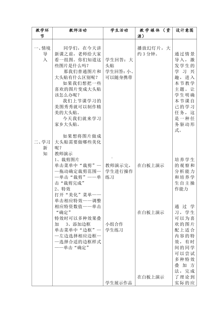 大连理工版四年级上册信息技术4.家乡大头贴 教案.doc_第2页