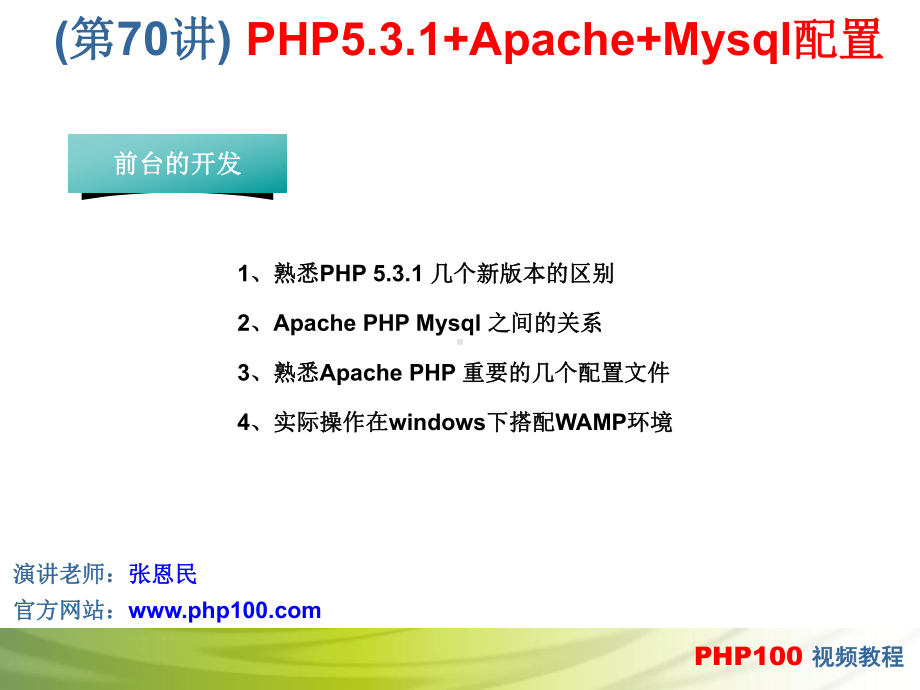 第70讲 PHP5.3.1+Apache+Mysql配置.ppt_第1页