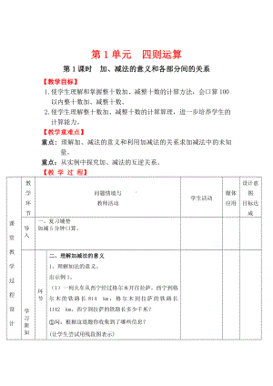 人教版小学数学四年级下册精品教案.doc