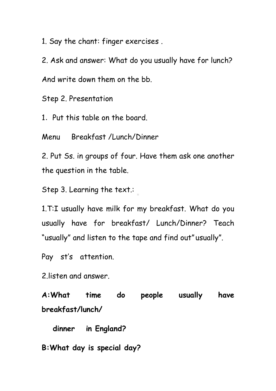 Module 2-Unit 2 Lunch is usually at half past twelve.-教案、教学设计-部级公开课-外研版（一起）五年级下册--(配套课件编号：306a3).docx_第3页