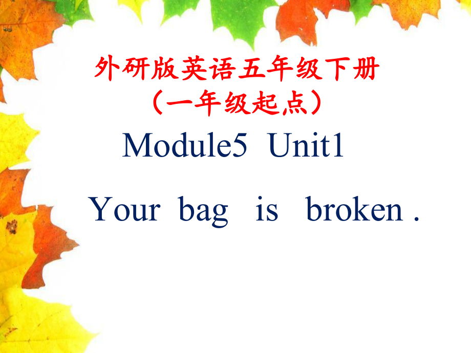 Module 5-Unit 1 Your bag is broken.-ppt课件-(含教案+素材)-市级公开课-外研版（一起）五年级下册-(编号：400d8).zip