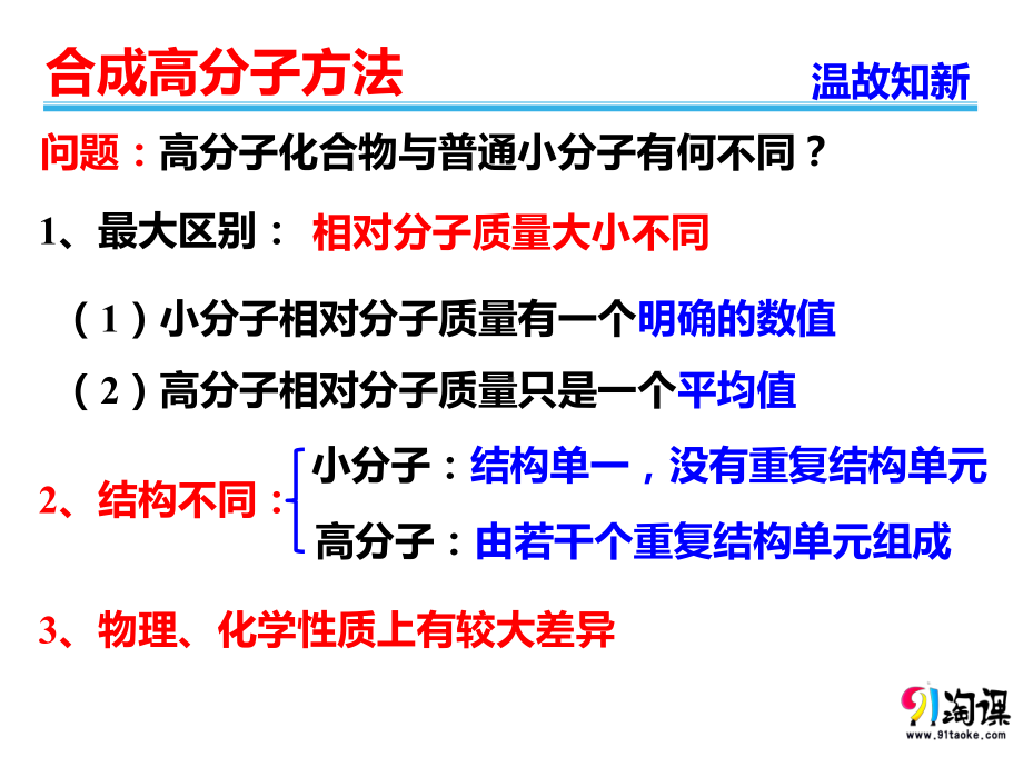 （人教版 高中化学选修5 PPT课件） 5.1 合成高分子化合物的基本方法.pptx_第3页