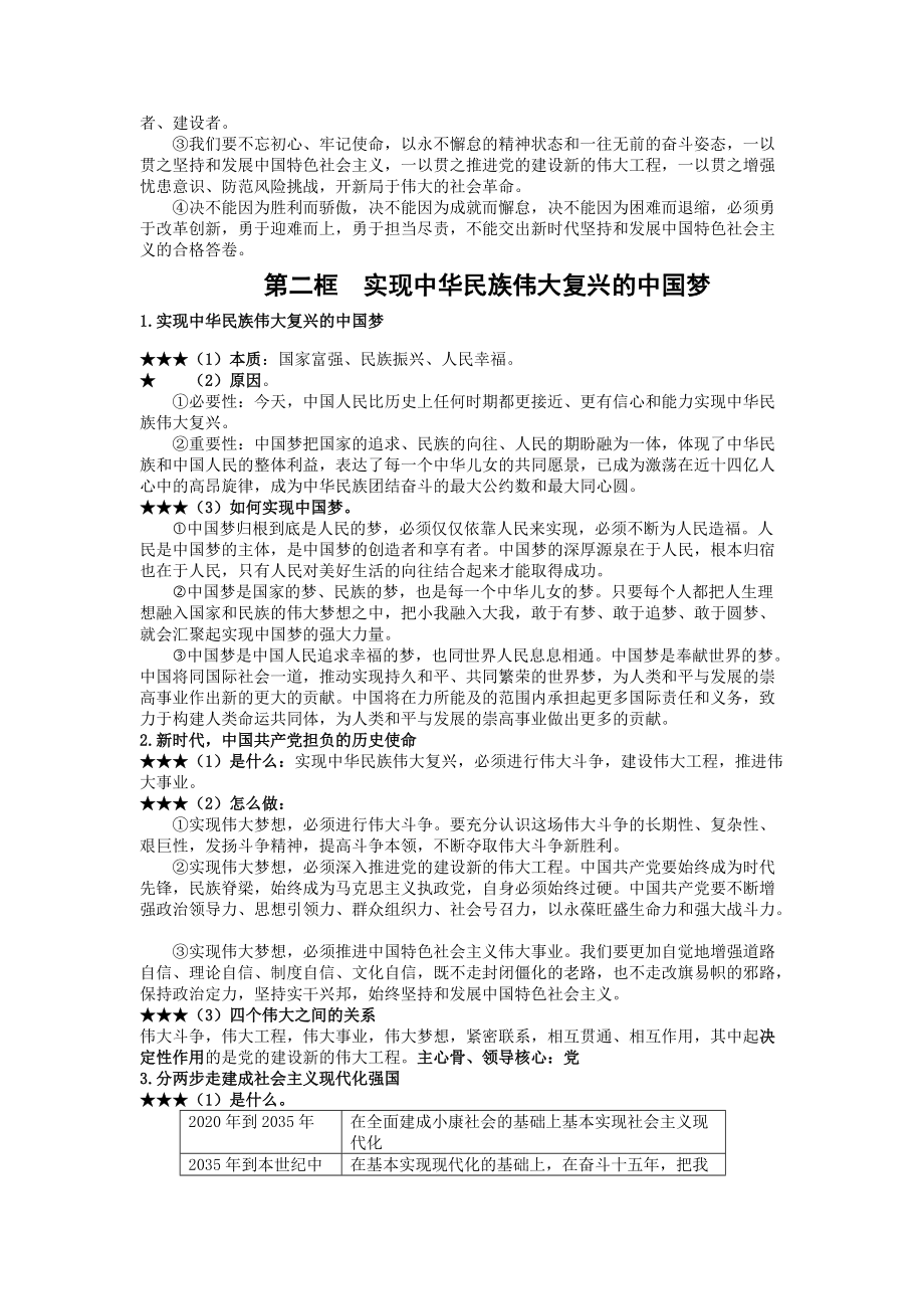 统编版高中政治必修一中国特色社会主义第四课-只有坚持和发展中国特色社会主义才能实现中华民族伟大复兴提纲.docx_第2页