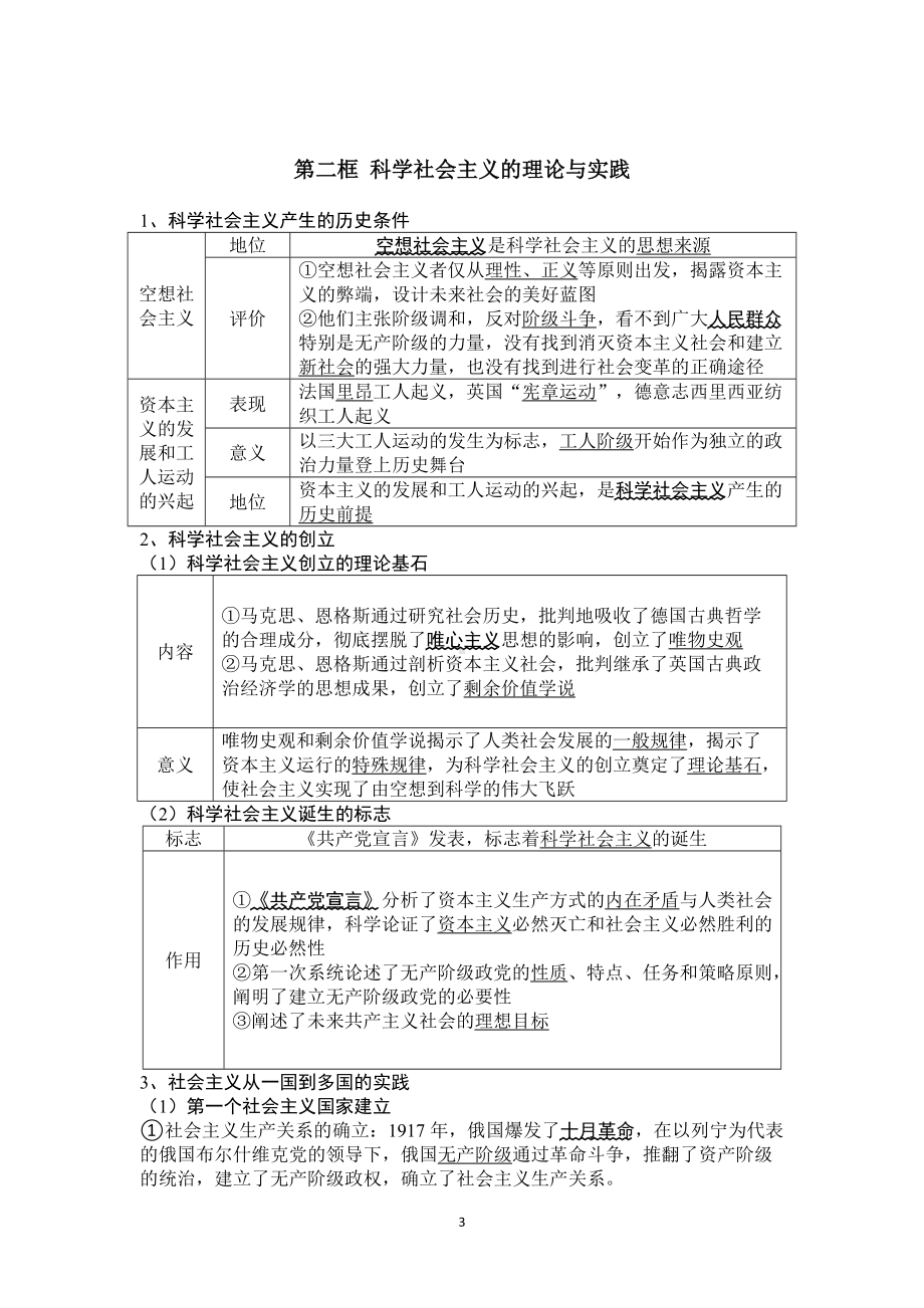 统编版高中政治高一必修一中国特色社会主义知识梳理.doc_第3页