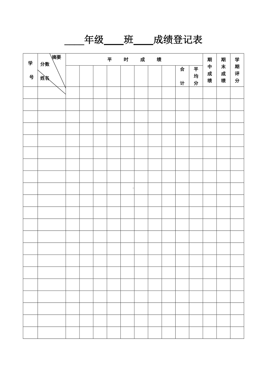 教师常用表格：成绩登记表.doc_第1页