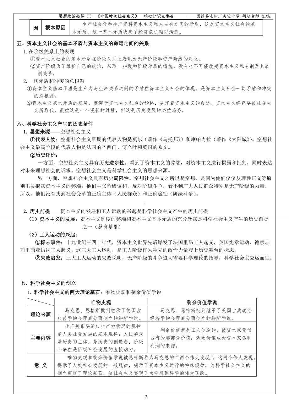 统编版高中政治必修一中国特色社会主义核心知识整合-.doc_第2页