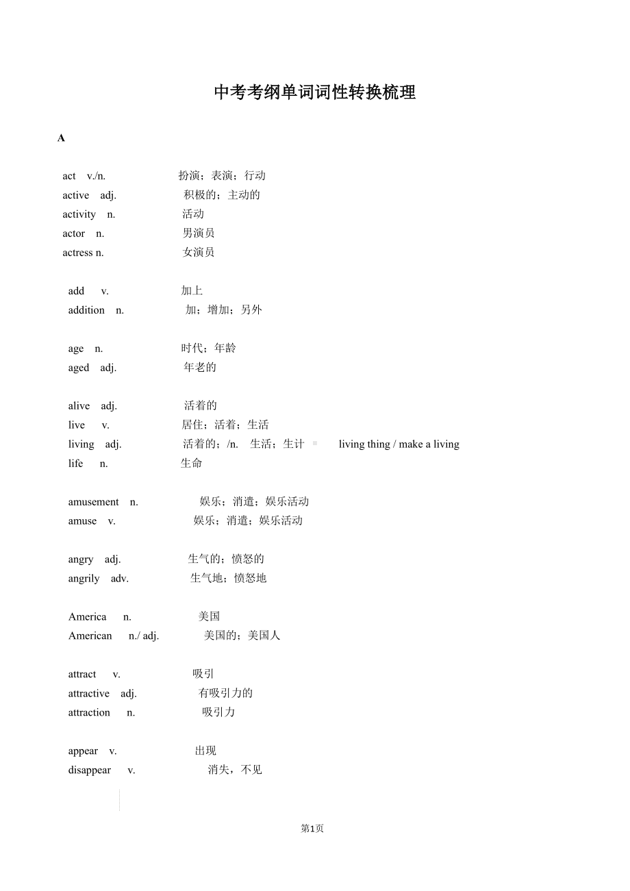 2022年上海市中考考纲单词词形转换梳理 (1).docx_第1页