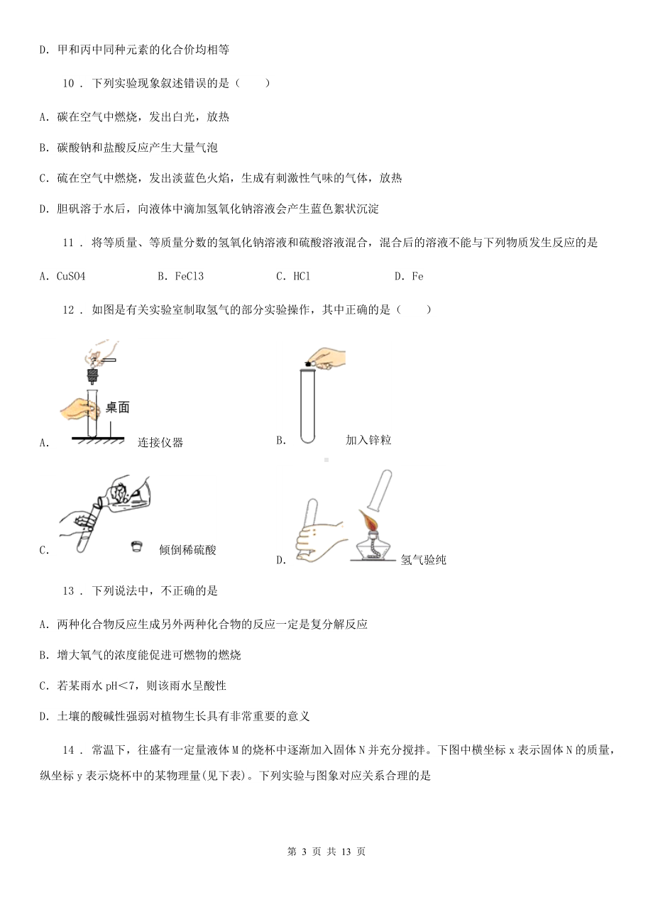 人教版2019-2020学年九年级上学期期末考试化学试题B卷(模拟).doc_第3页