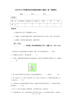 2021年小升初数学综合检测试卷新人教版C卷-(附解析).doc