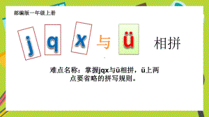 部编版一年级上册语文 -汉语拼音 6.j q x与ü相拼公开课PPT课件（15页）.pptx