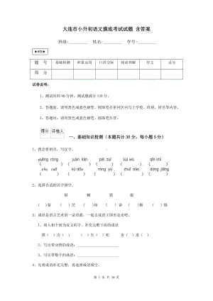 大连市小升初语文摸底考试试题-含答案.doc