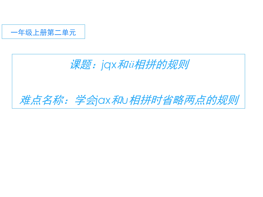 部编版一年级上册语文 -汉语拼音 6.j q x和ü相拼时省略两点的规则课件(共11页).pptx_第1页