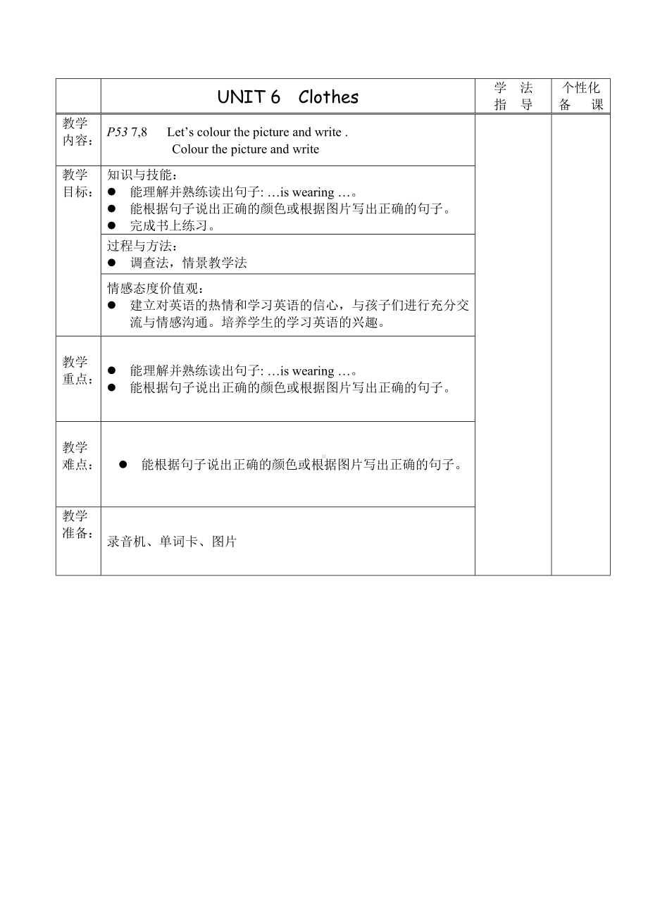 Unit 3 Clothes-Lesson 2-教案、教学设计-外研版剑桥版三年级下册-(配套课件编号：1097d).doc_第1页