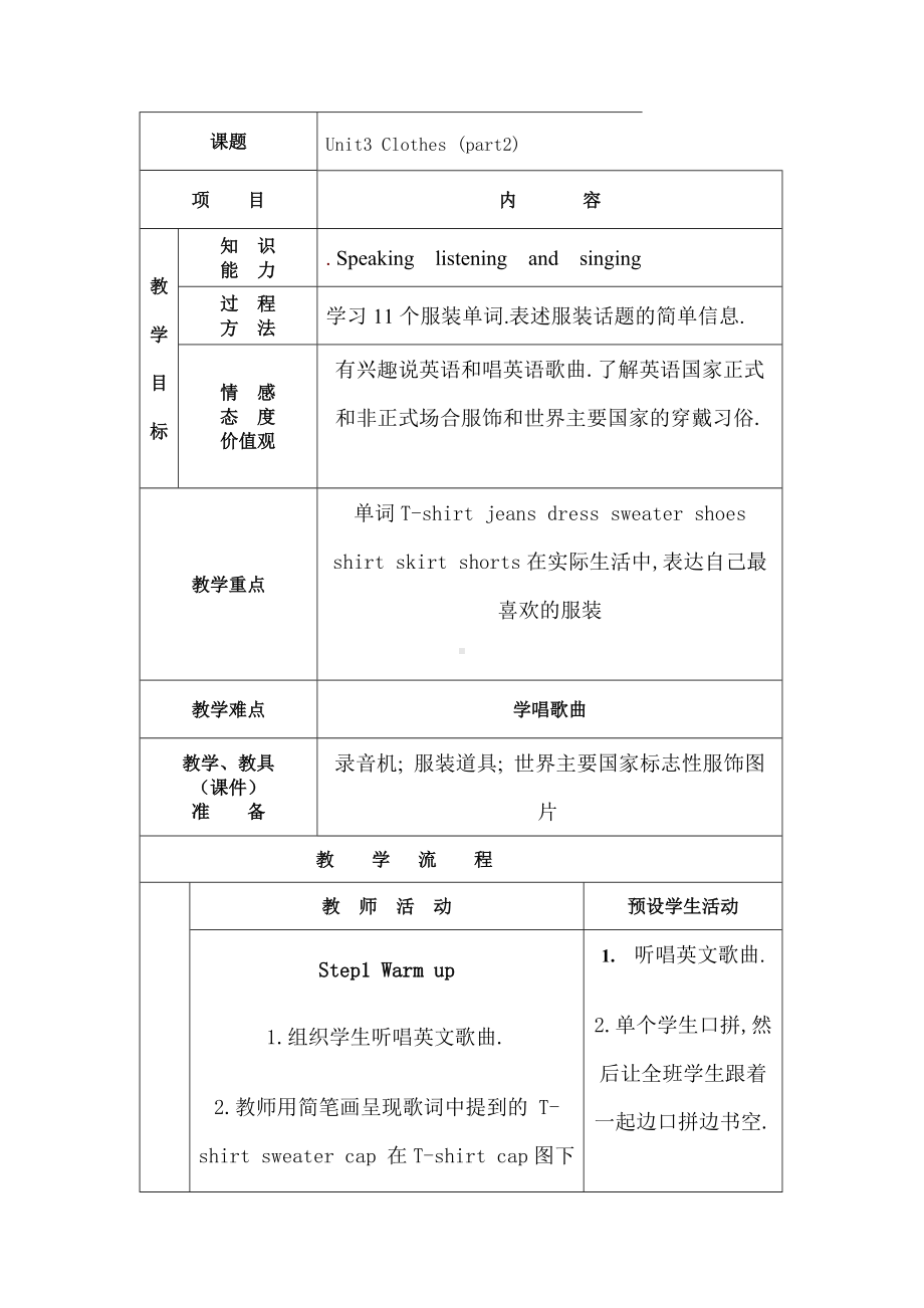 Unit 3 Clothes-Lesson 2-教案、教学设计-县级公开课-外研版剑桥版三年级下册-(配套课件编号：51279).doc_第1页