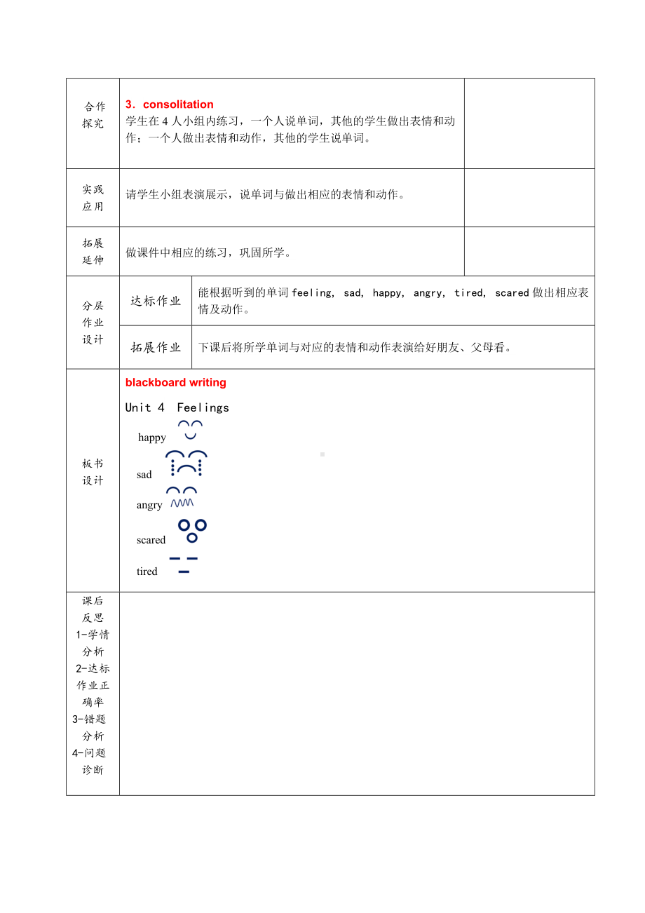 Unit 4 Feelings-Lesson 1-教案、教学设计-县级公开课-外研版剑桥版三年级下册-(配套课件编号：b005a).doc_第2页