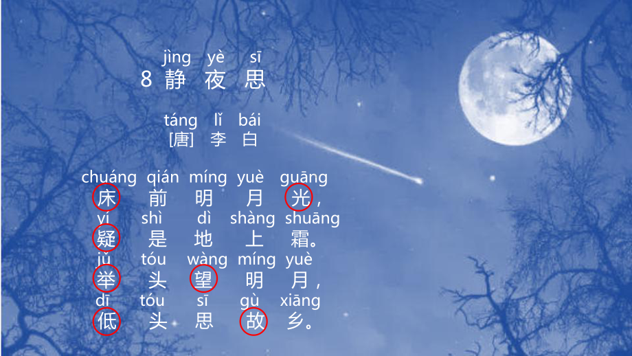 一下语文8静夜思（部编(统编)版小学1-6年级古诗词教学设计配套PPT课件）.pptx_第2页