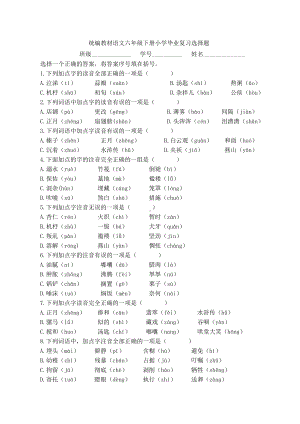 统编教材语文六年级下册复习选择题练习题含答案.docx