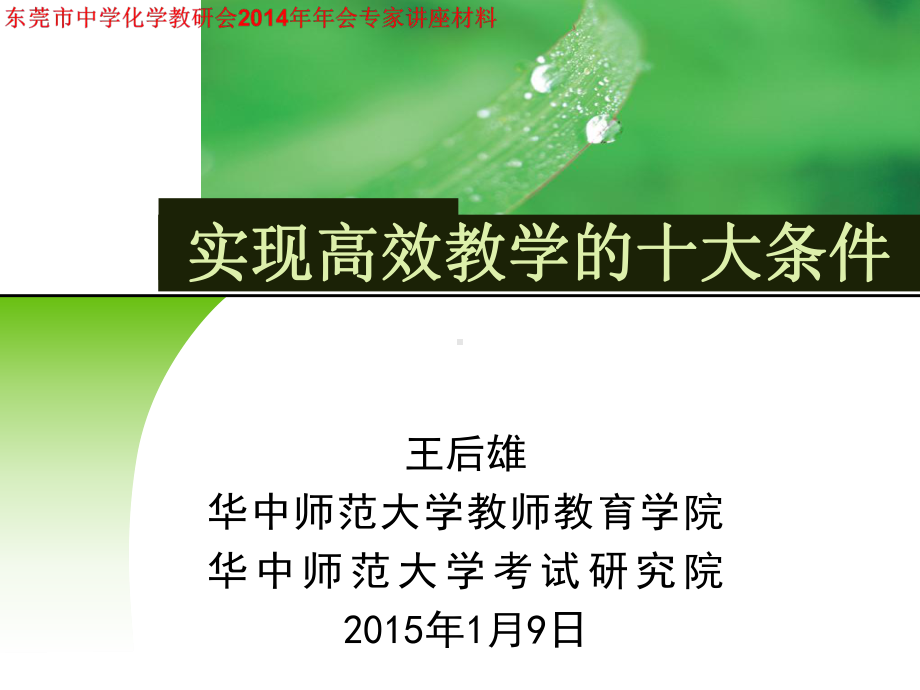 实现高效教学的十大条件课件.ppt_第1页