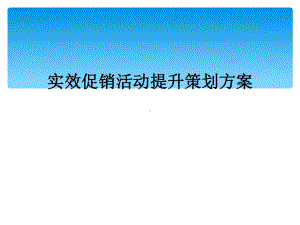 实效促销活动提升策划方案课件.ppt