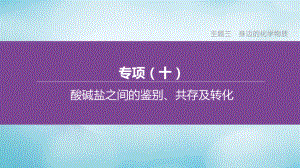 福建专版2020中考化学复习方案主题三身边的化学物质专项10酸碱盐之间的鉴别共存及转化课件20200.pptx