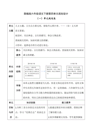 部编版六年级语文下册第四单元教学计划及全部教案.docx