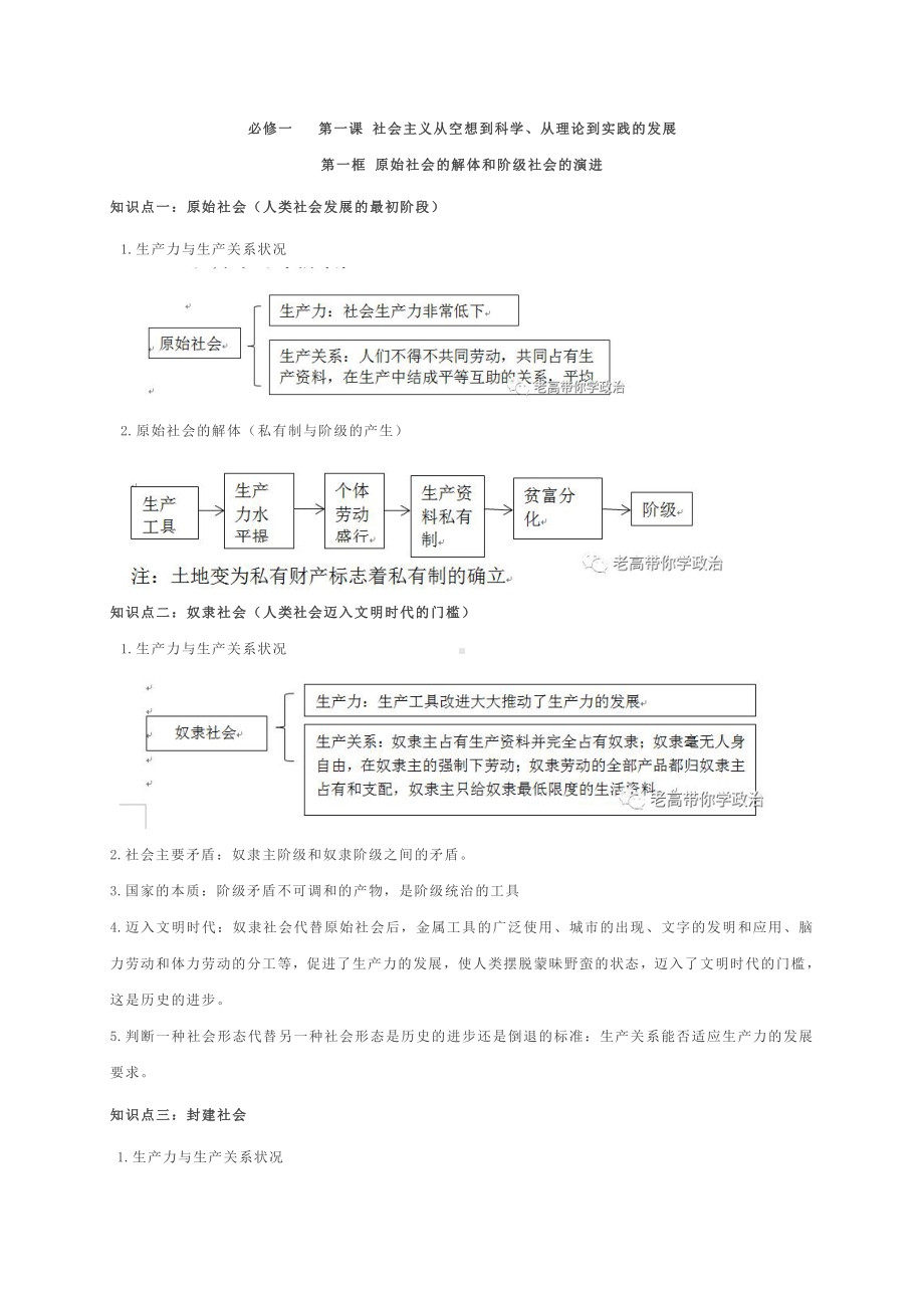 统编版高中政治必修一（期末总复习）第一课 社会主义从空想到科学、从理论到实践的发展 知识提纲大全.docx_第1页