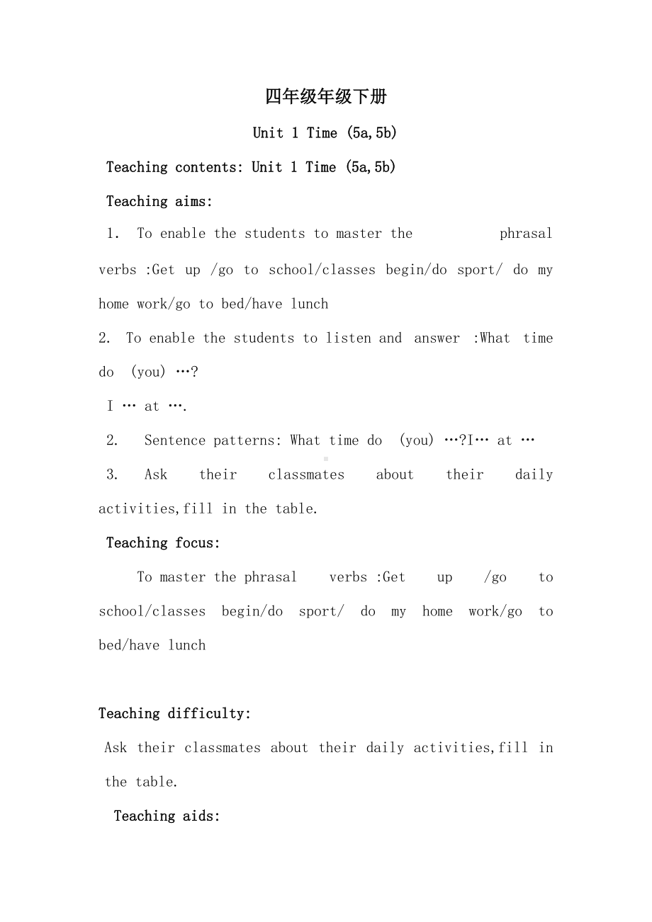 Unit 1 Time-Lesson 3-教案、教学设计-外研剑桥版四年级下册(配套课件编号：200ca).doc_第1页