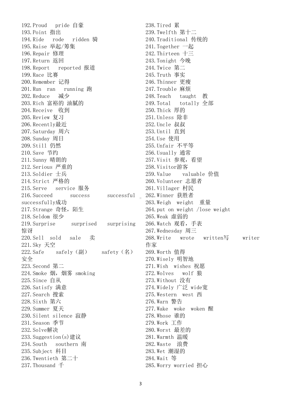 初中英语中考高频词组整理汇总（直接打印每生一份熟读熟记）.doc_第3页