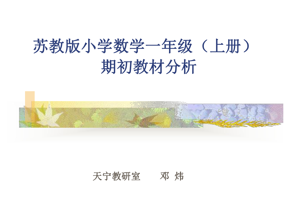 苏教版小学数学一年级(上册)期初教材分析课件.ppt_第1页