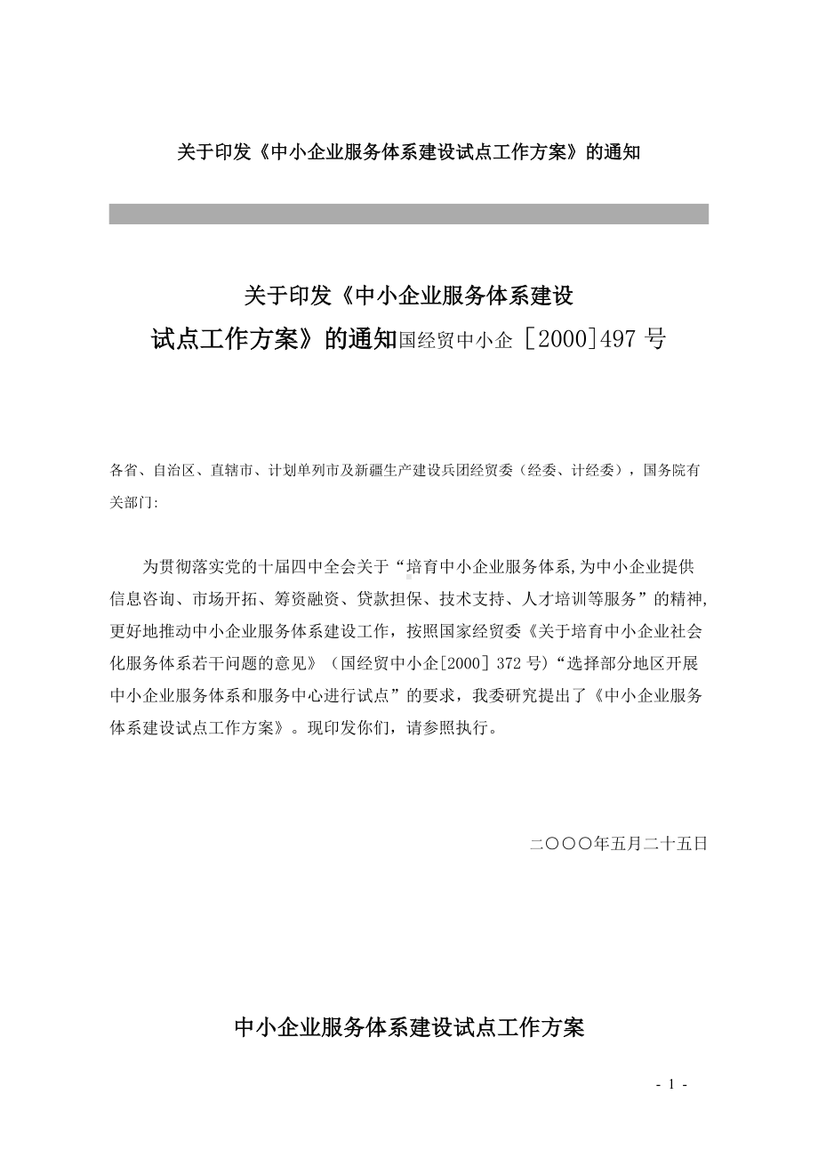 《中小企业服务体系建设试点工作方案》.doc_第1页