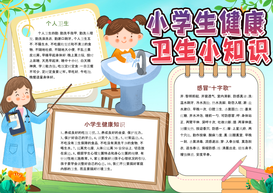 小学生健康卫生小知识手抄报小报 docx