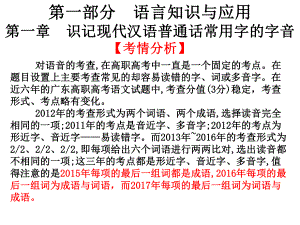 高职高考语文总复习课件：第一部分-语言知识与应用第一章-识记现代汉语普通话常用字的字音-(共24张PPT).ppt