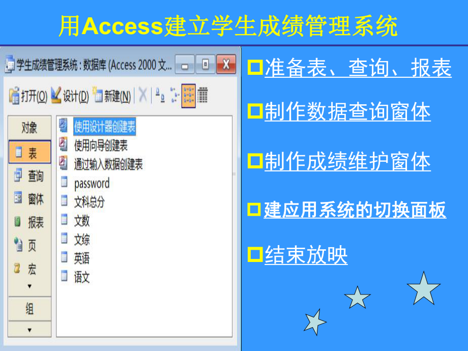 用access创建学生成绩管理系统方案课件.ppt_第1页