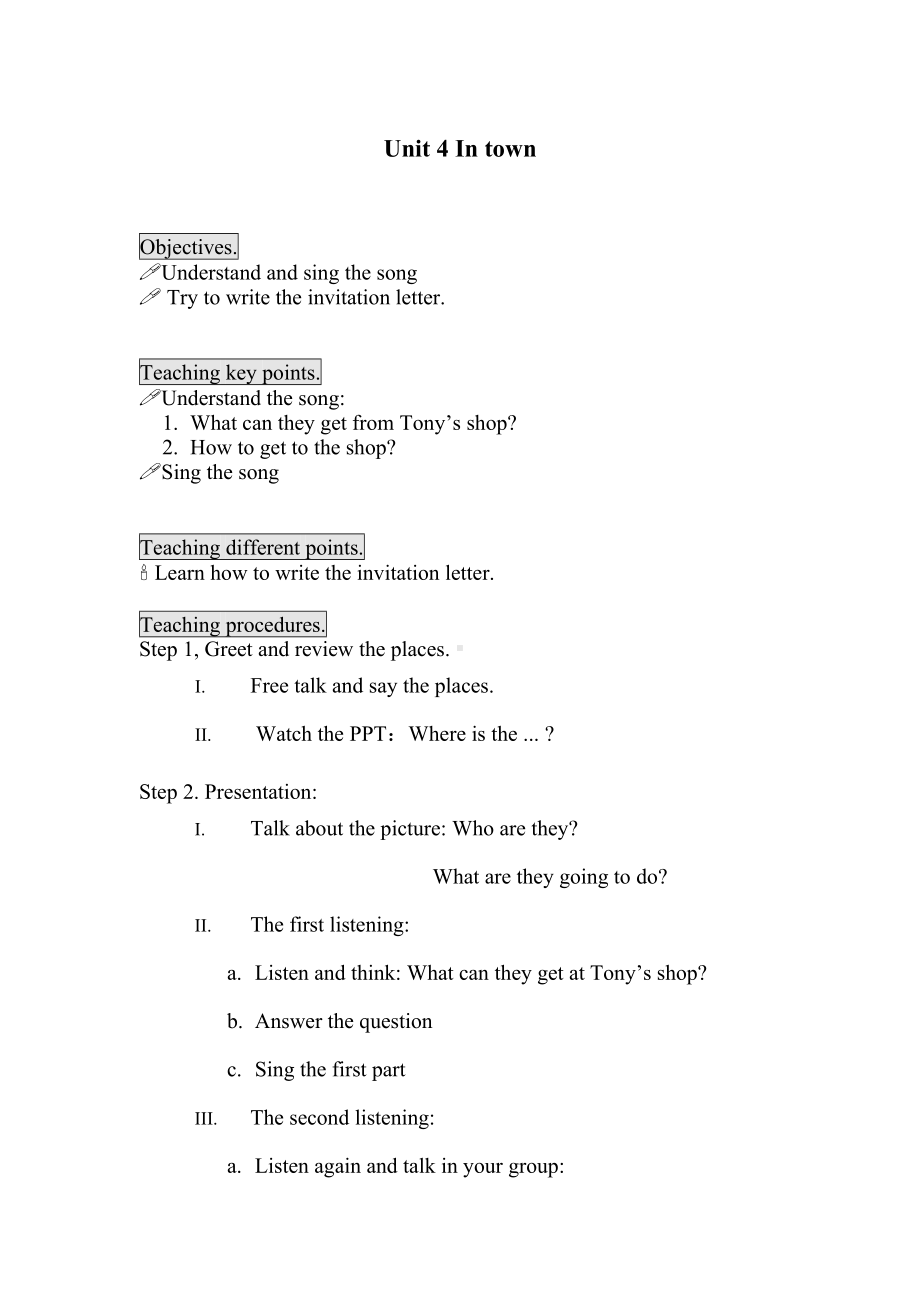 Unit 4 In town-Lesson 3-教案、教学设计--外研剑桥版五年级下册(配套课件编号：f00b4).doc_第1页