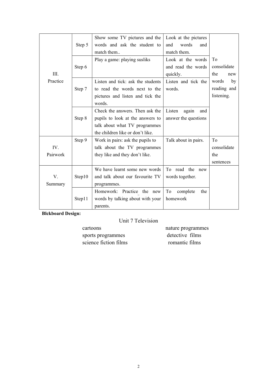 Unit 3 Television-Lesson 1-教案、教学设计--外研剑桥版五年级下册(配套课件编号：40d61).doc_第2页