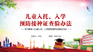 加强托育机构、幼儿园和学校传染病防控解读《儿童入托、入学预防接种证查验办法》ppt教学课件.pptx