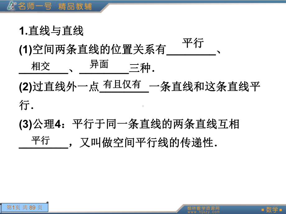 线与线线与面面与面平行的判定与性质课件.ppt_第1页