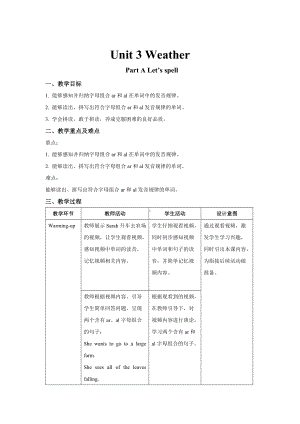 人教版（PEP）四年级下册 Unit 3 A Let’s spell（教案）.docx