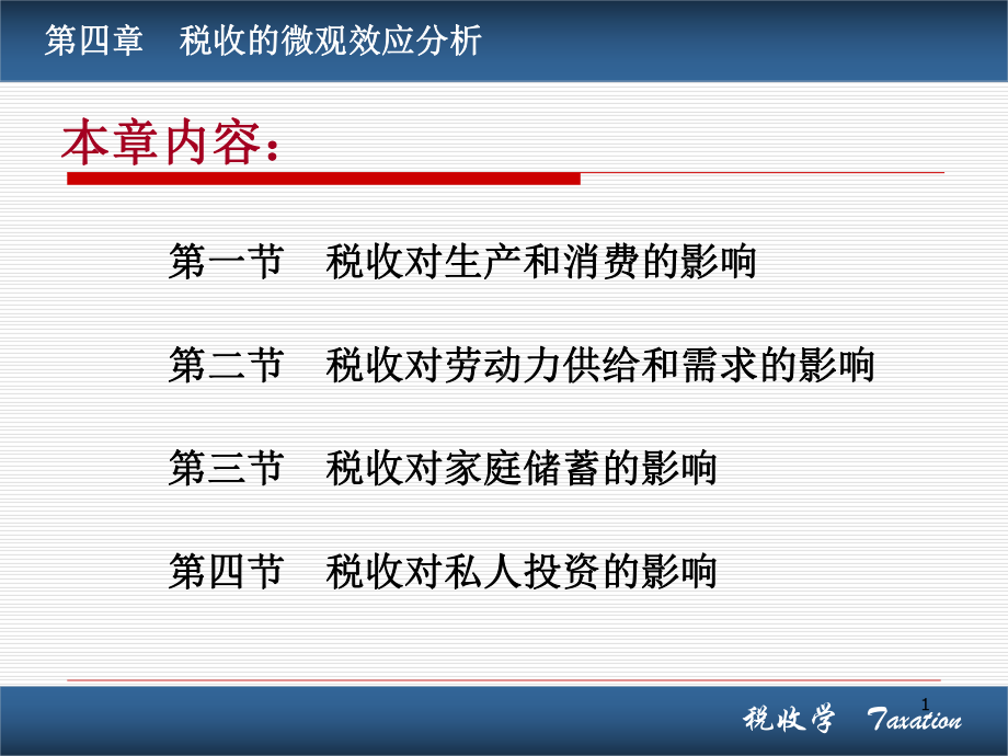 第四章税收的微观效应分析课件.ppt_第1页